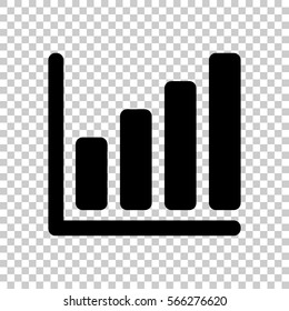 Growing graph line icon. Black icon on transparent background.