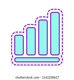 Growing graph line icon. Colored sketch with dotted border on white background