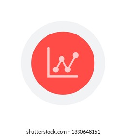 Growing graph line icon. Icon in colored circle with gray bold border. Web button, modern flat design