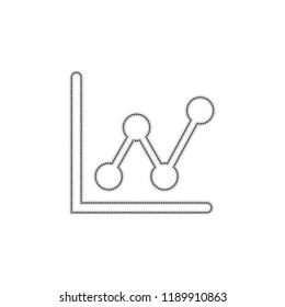 Growing graph line icon. Dotted outline silhouette with shadow on white background
