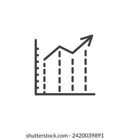 Growing graph line icon. linear style sign for mobile concept and web design. Trend chart outline vector icon. Symbol, logo illustration. Vector graphics