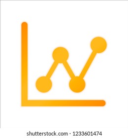Growing graph line icon. Orange sign with low light on white background