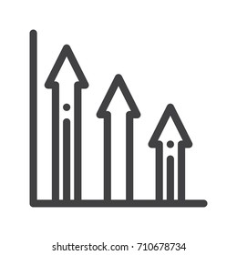 Growing graph line icon, outline vector sign, linear style pictogram isolated on white. Symbol, logo illustration. Editable stroke