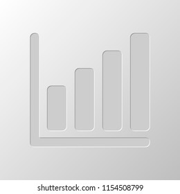 Growing graph line icon. Paper design. Cutted symbol. Pitted style