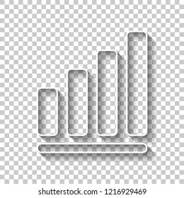 Growing graph line icon. White outline sign with shadow on transparent background