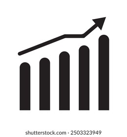 Growing graph line vector icon on transparent background