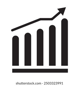 Growing graph line vector icon on transparent background