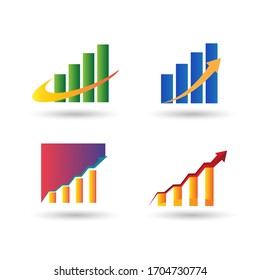 Juego De Logotipos De Gráficos En Crecimiento. Plantilla de vectores de símbolos e iconos.