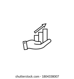 growing graph on the hand icon vector design