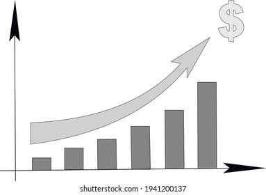 Growing graph on the white background. Vector.Business diagram with arrow. growth concept
