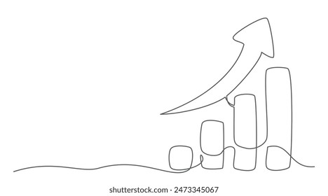 Growing graph One line drawing on white background