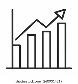 growing graph outline icon on white background.