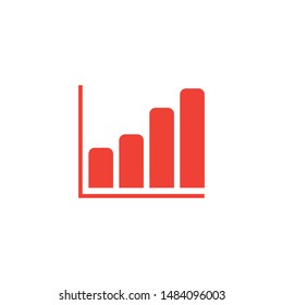 Growing Graph Red Icon On White Background. Red Flat Style Vector Illustration.