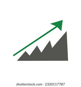 Growing Graph Red Icon On White Background. Red Flat Style Vector Illustration.
