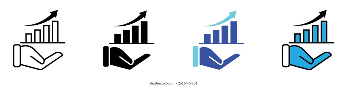 Growing graph set. Business chart with arrow. Growths chart collection. Profit growing symbol. Progress bar. Bar diagram. Growth success arrow icon. Progress symbol. Chart increase - stock vector.