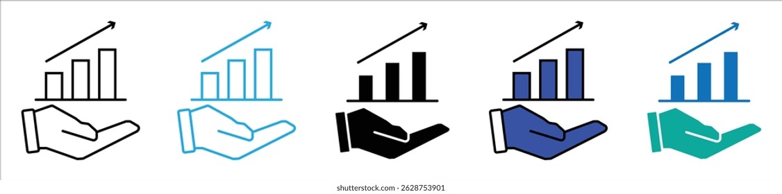 Growing graph set. Business chart with arrow. Growths chart collection. Profit growing symbol. Progress bar. Bar diagram. Growth success arrow icon. Progress symbol. Chart increase - stock vector.