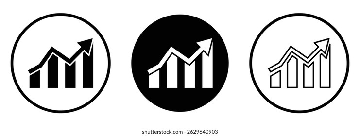 Growing graph set. Business chart with arrow. increase chart icon set.