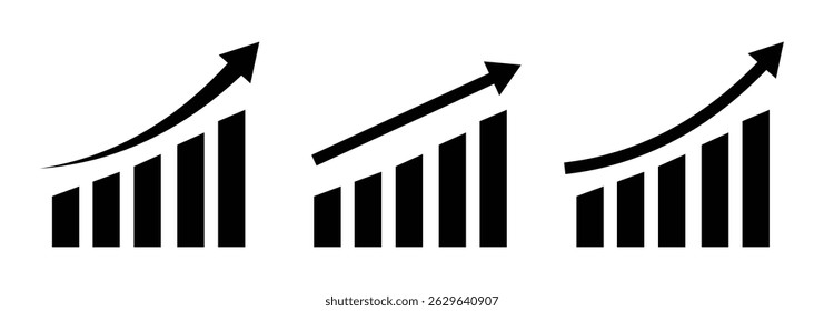 Growing graph set. Business chart with arrow. increase chart icon set.