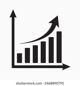 Growing graph sign black icon, Silhouette, Illustration, Business Icon