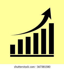 Growing graph sign. Flat style icon vector illustration.