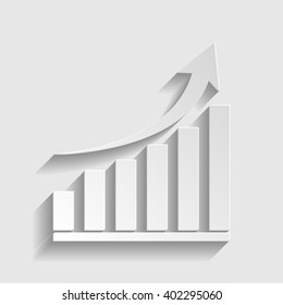 Growing graph sign. Paper style icon