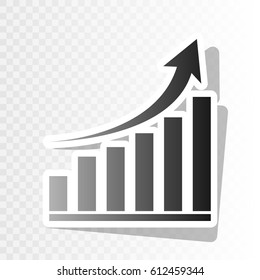 Growing graph sign. Vector. Blackish icon on transparent background with transition.