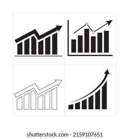 Growing Graph simple e iconos de línea, vector.