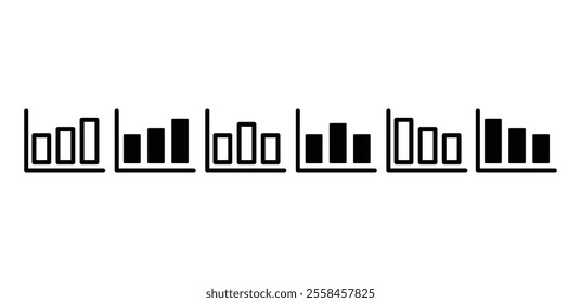 growing graph tabel data up down icon symbol sign vector design simple flat black white color illustration collection isolated