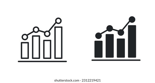 Growing graph thin line and solid icons. For website marketing design, logo, app, template, ui, etc. Vector illustration.