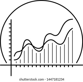 The growing graph. Vector flat outline icon illustration isolated on white background.