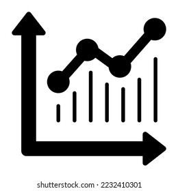 Growing graph vector icon isolated on white background