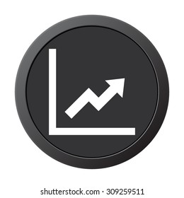 growing graph - vector icon on a grey button
