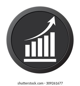 growing graph - vector icon on a grey button