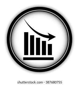 growing graph - vector icon; round  button with shadow