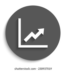 growing graph - vector icon with shadow on a round grey button