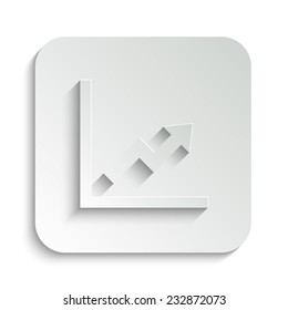 growing graph  - vector icon with shadow on a grey button