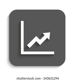 growing graph - vector icon with shadow on a grey button