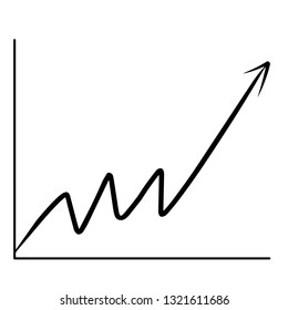 Growing graph vector icon. Statistic data growing diagram 