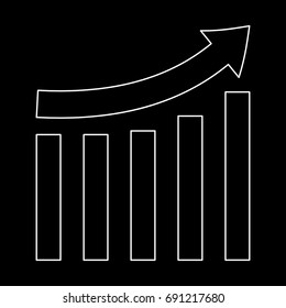 Growing graph white icon .