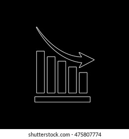 growing graph -  white vector icon