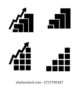 Growing graphic icon set. Outline and glyph graph bar. Profit chart graphic set