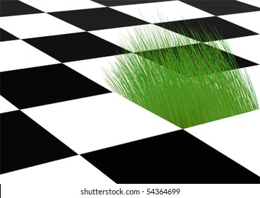 Growing grass on a chess-board