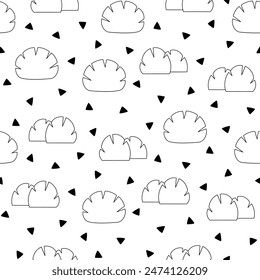 Growing grass and plant. Seamless pattern. Coloring Page. Cultivated lawn and meadow. Vector drawing. Design ornaments.