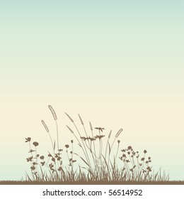 Growing grass silhouettes, vector. No autotracing.