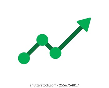 growing green arrow like big profit icon. simple trend modern gdp insight logotype graphic design element isolated on white. concept of economic product growth pictogram or business increase badge