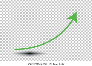 Growing green arrow, profit arrow, business concept, growing chart. Concept of a sales symbol icon with an arrow, a financial market icon