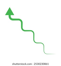 Growing Green Arrow up. Growth chart sign. Flexible arrow indication statistic. Colorful curve arrow of trend on transparent. Trading stock news impulses. Trade infographic. Green arrow. Eps 10.