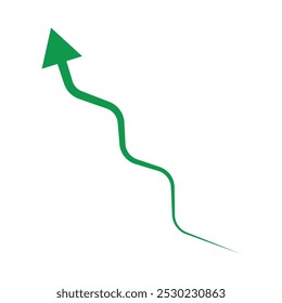 Growing Green Arrow up. Growth chart sign. Flexible arrow indication statistic. Colorful curve arrow of trend on transparent. Trading stock news impulses. Trade infographic. Green arrow. Eps 10.