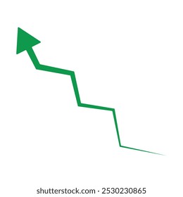 Growing Green Arrow up. Growth chart sign. Flexible arrow indication statistic. Colorful curve arrow of trend on transparent. Trading stock news impulses. Trade infographic. Green arrow. Eps 10.