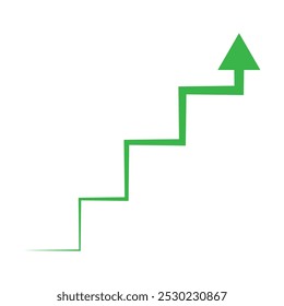 Growing Green Arrow up. Growth chart sign. Flexible arrow indication statistic. Colorful curve arrow of trend on transparent. Trading stock news impulses. Trade infographic. Green arrow. Eps 10.